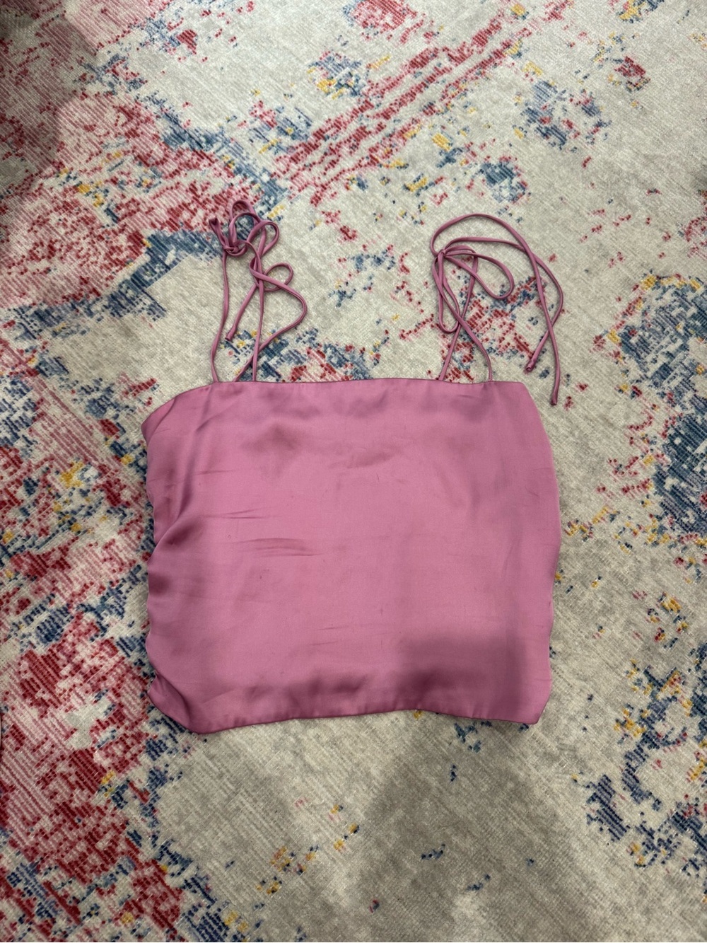 Urban Outfitters Mauve Satin Tie-Strap Crop Cami